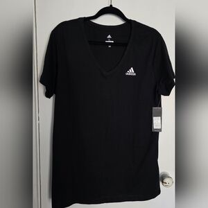 Adidas Badge Of Sport Vneck Tee, Black/White, Size XL